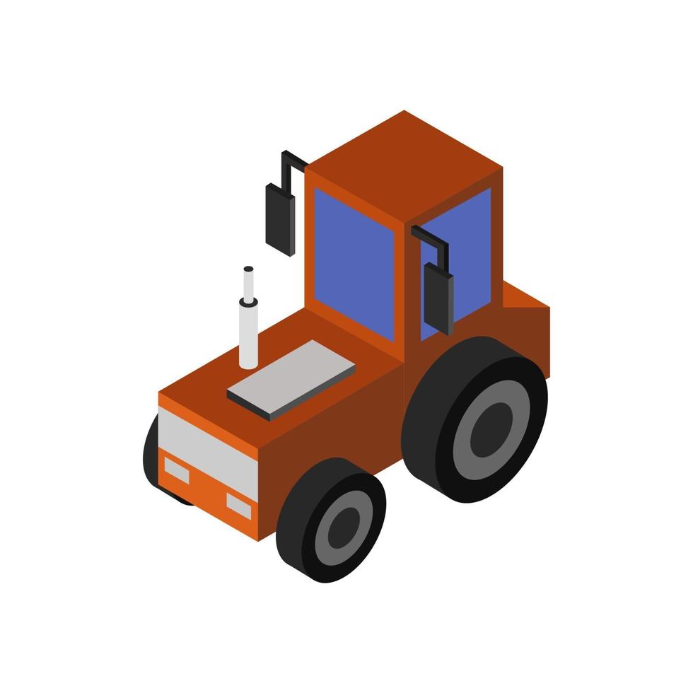 Isometric Tractor On Background vector