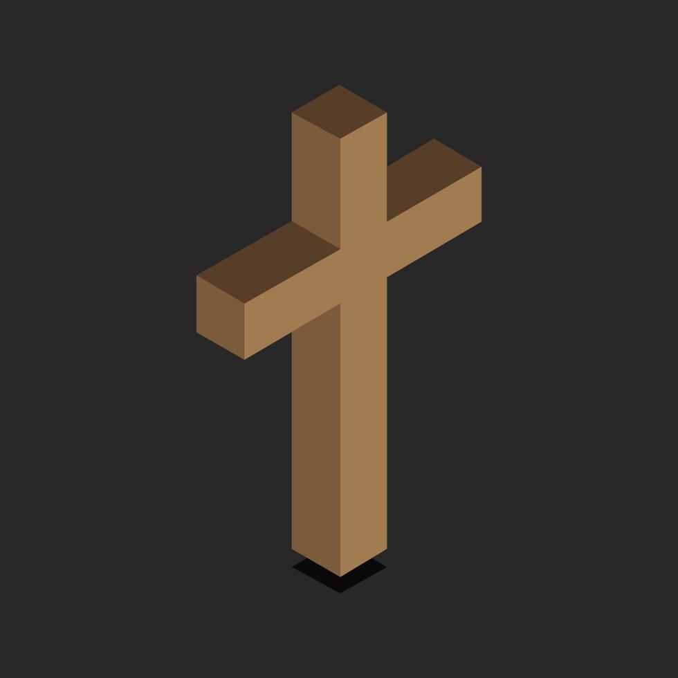 Isometric Religious Cross On Background vector