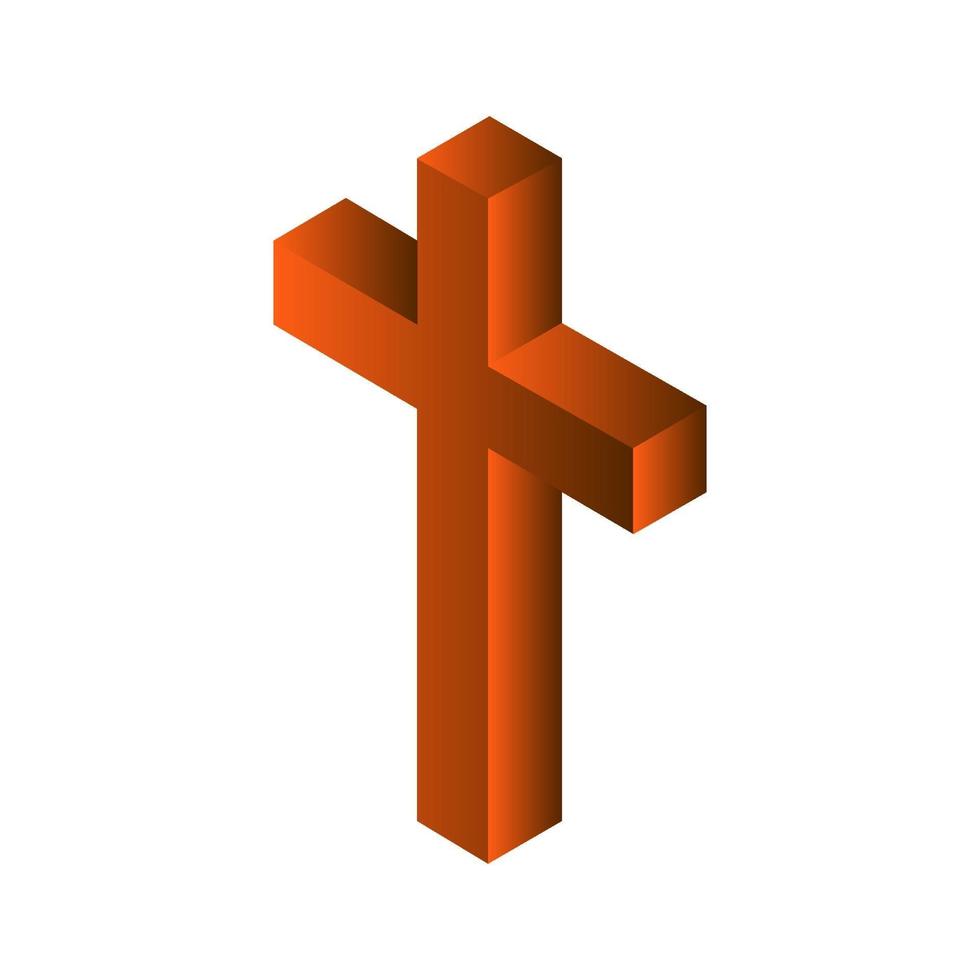 cruz religiosa isométrica en el fondo vector