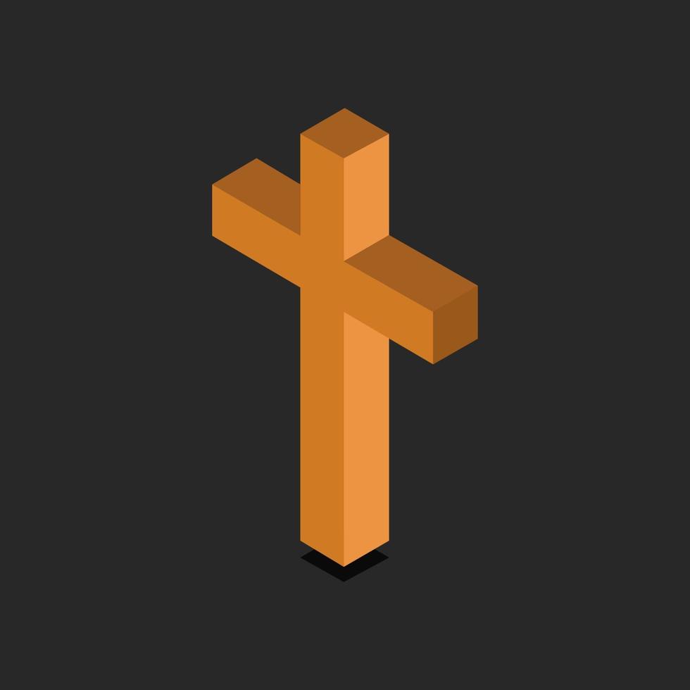 cruz religiosa isométrica en el fondo vector