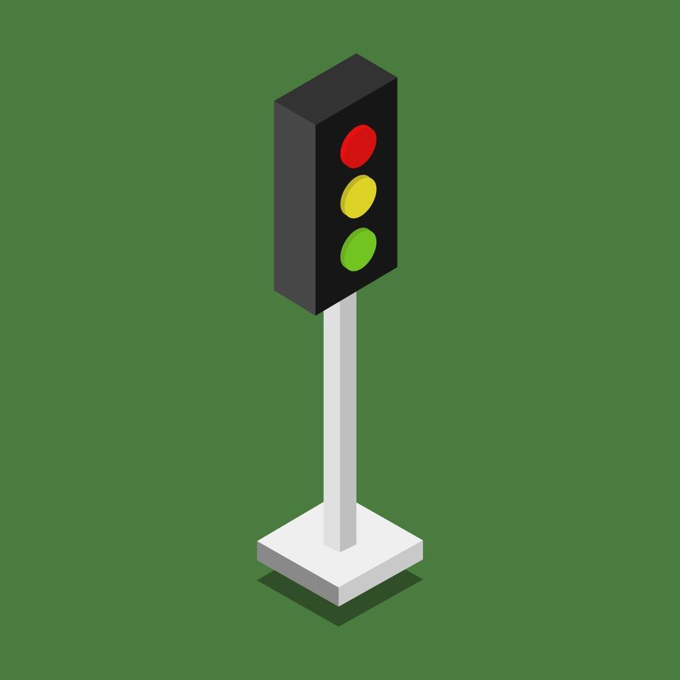 Isometric Traffic Light On Background vector