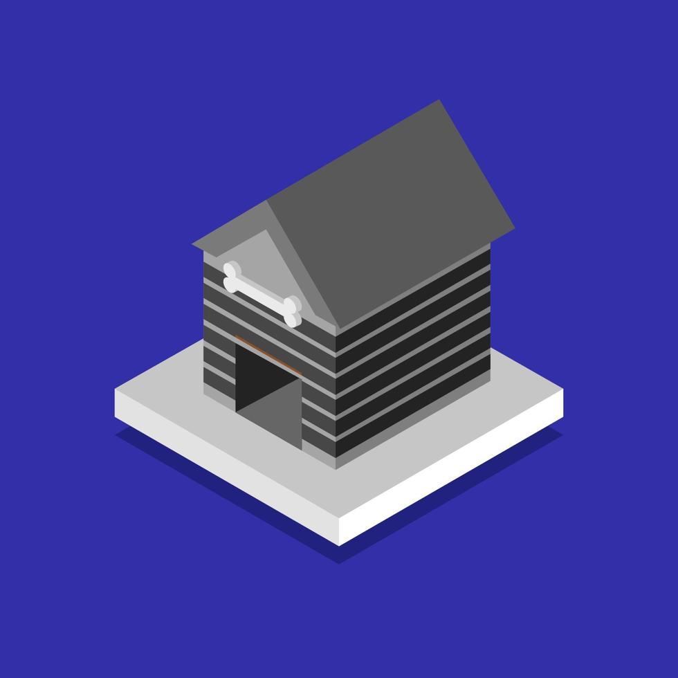 Isometric Dog Kennel On Background vector