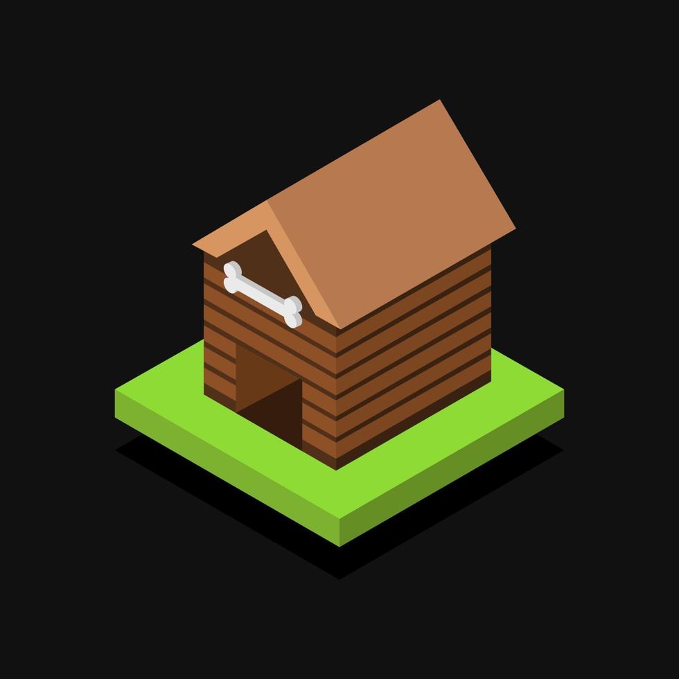 Isometric Dog Kennel On Background vector