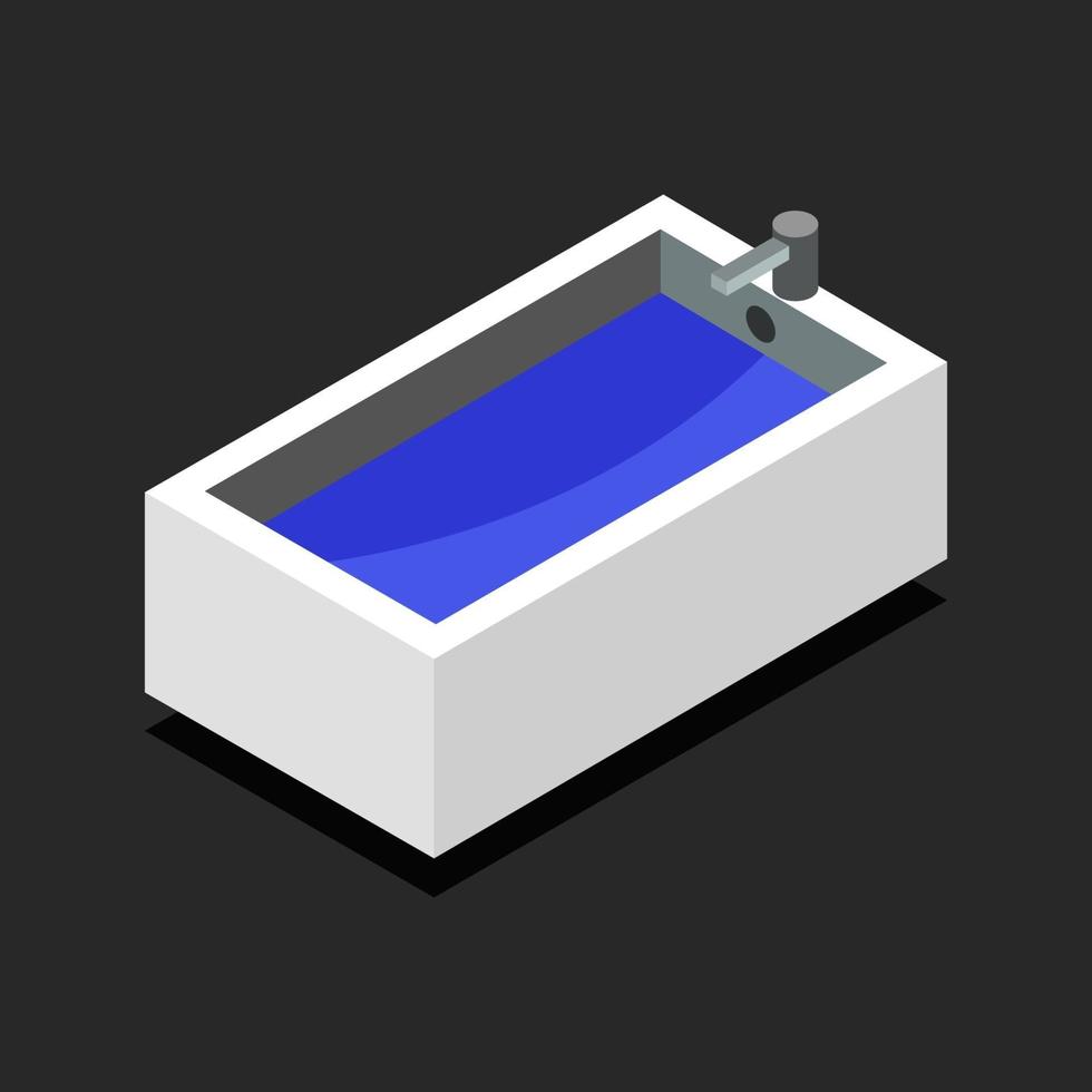 Isometric Bathtub On Background vector