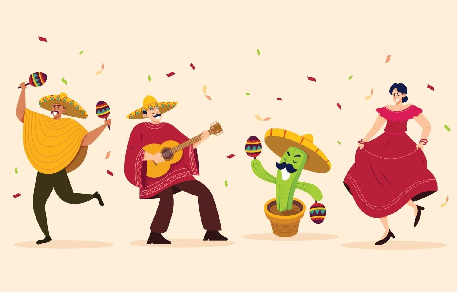 colección de personajes del festival cinco de mayo vector