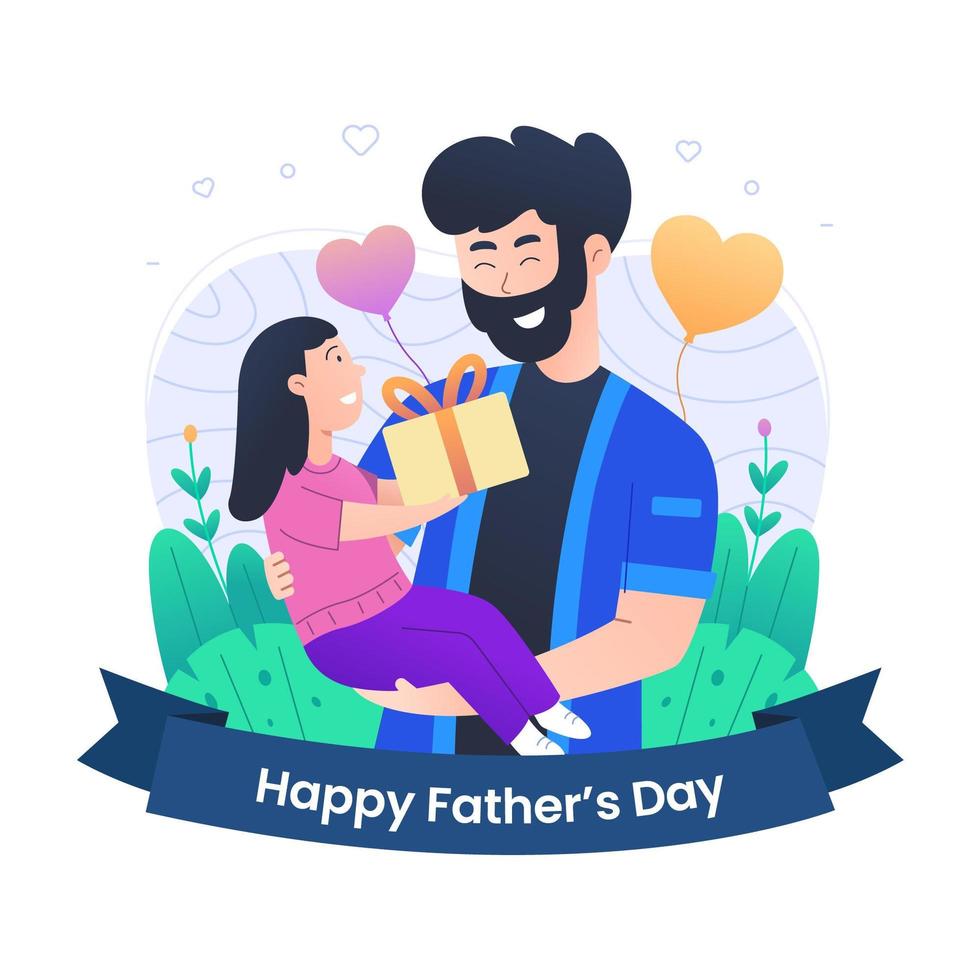 Happy Father's Day with Daughter Celebration vector