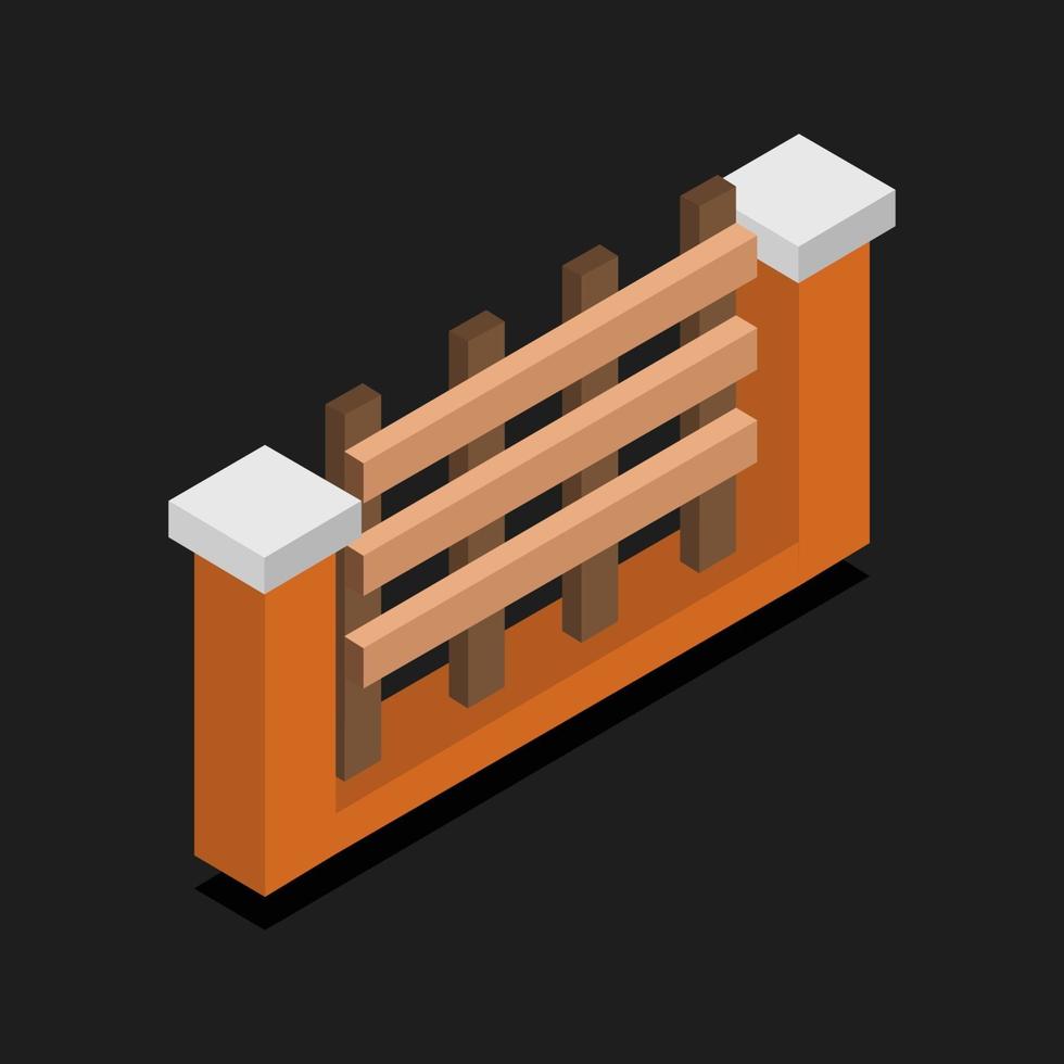 Isometric Fence On Background vector