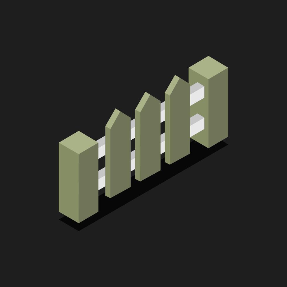 Isometric Fence On Background vector