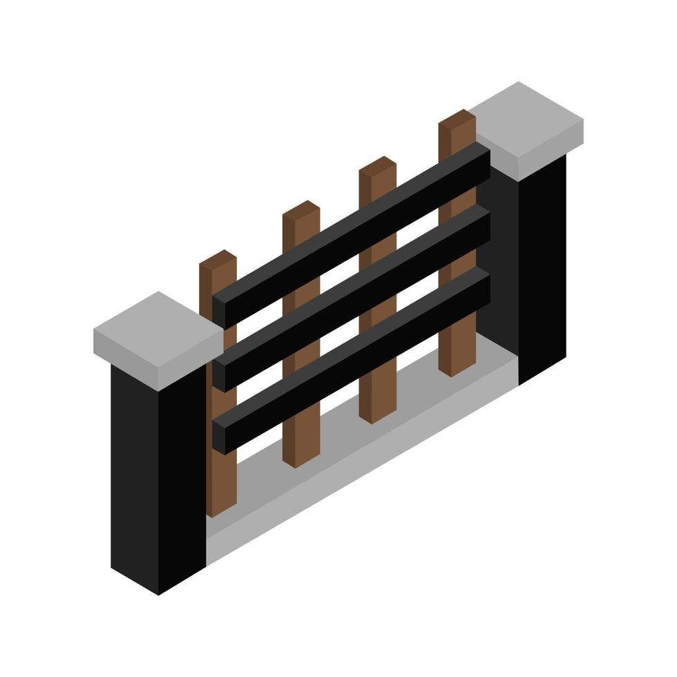 Isometric Fence On Background vector