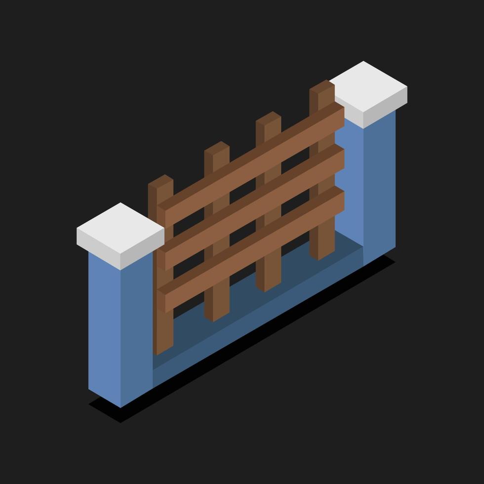 Isometric Fence On Background vector