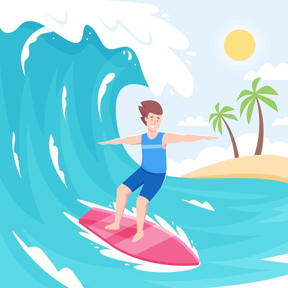 A Man Surfing on the Beach vector