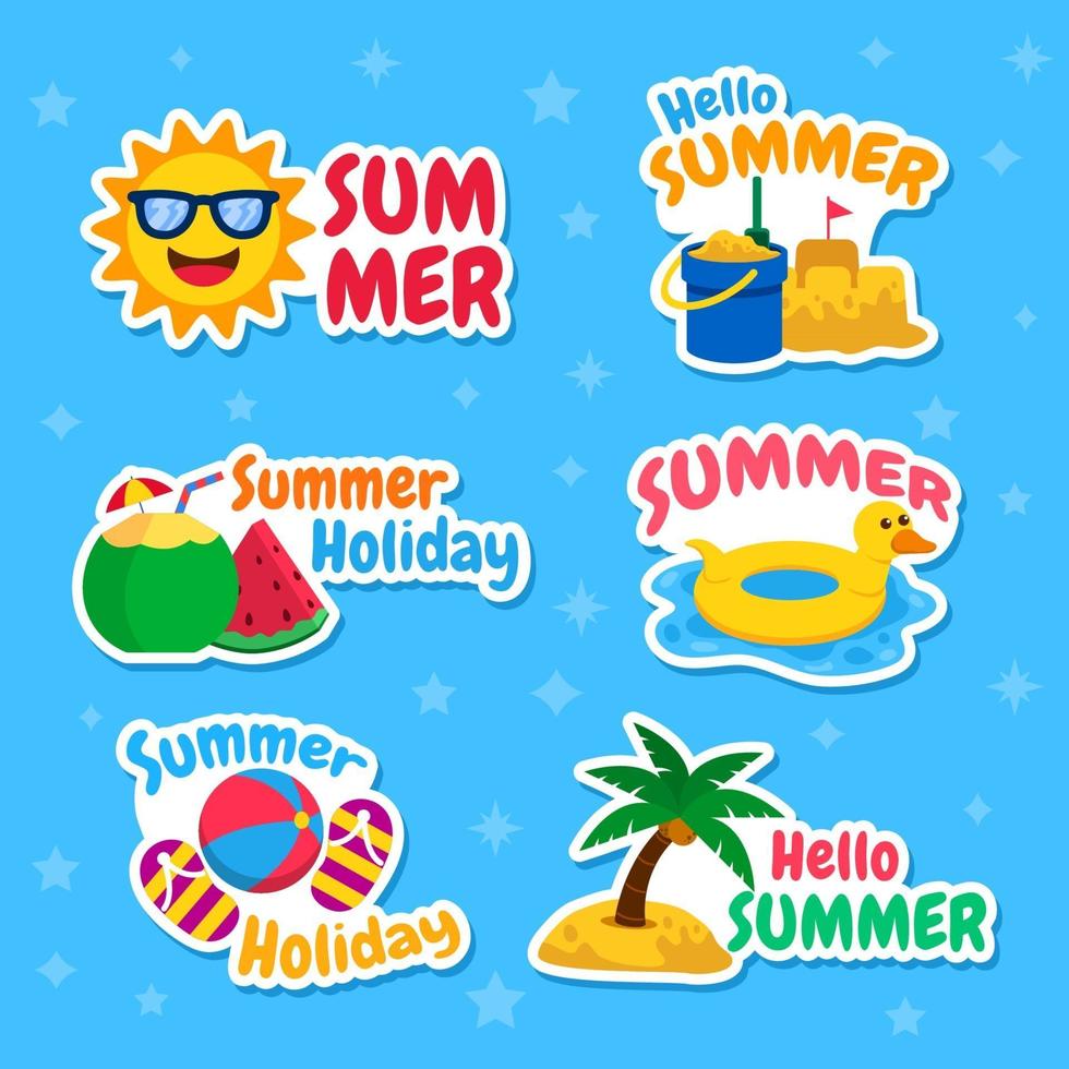 conjunto de pegatinas de vacaciones de verano vector