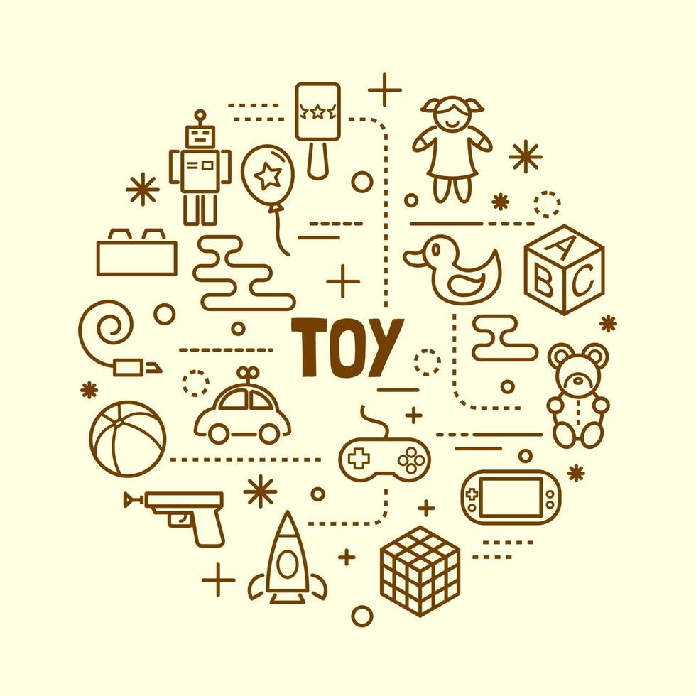 Toy minimal thin line icons set vector