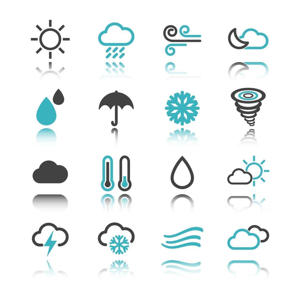 Weather icons with reflection vector