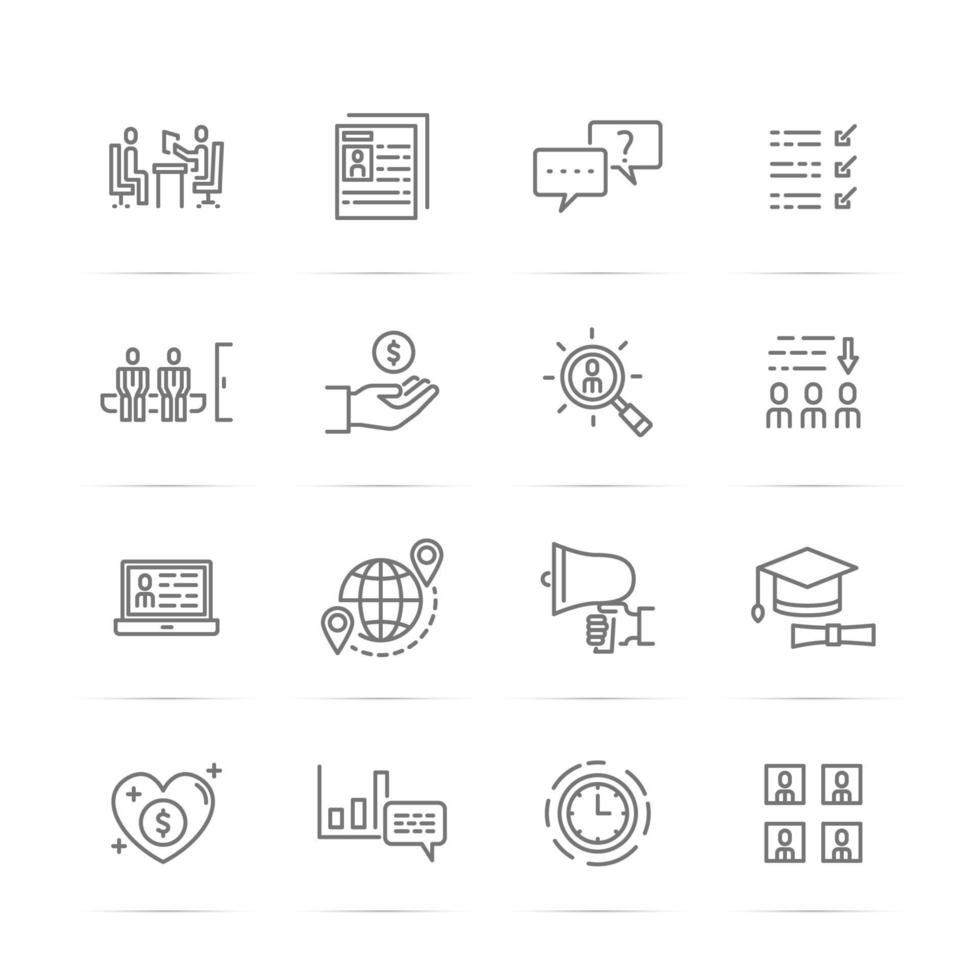 iconos de línea de vector de entrevista de trabajo