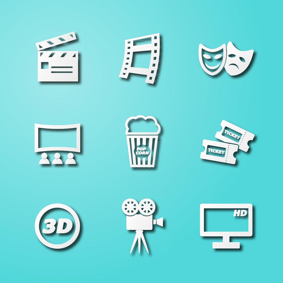 Movie paper art icons vector