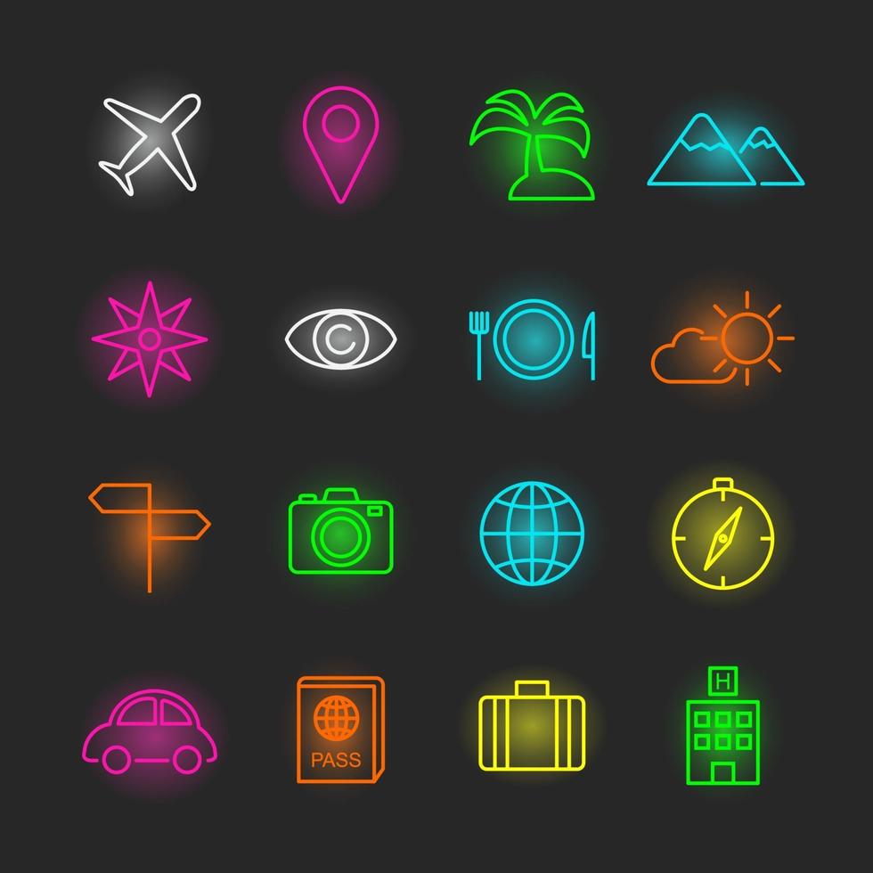 Travel neon icon set 2257738 Vector Art at Vecteezy