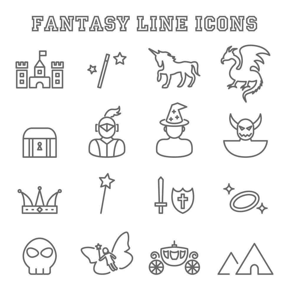 Fantasy line icons vector