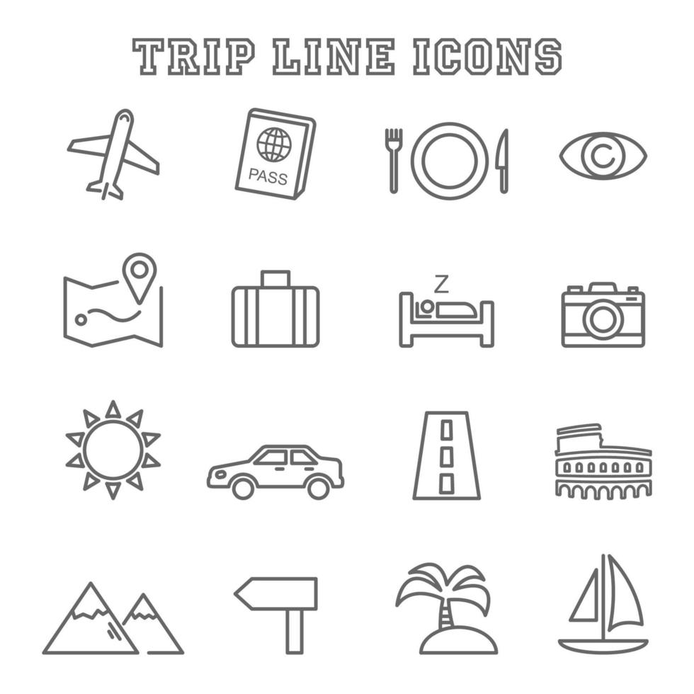 Trip line icons vector