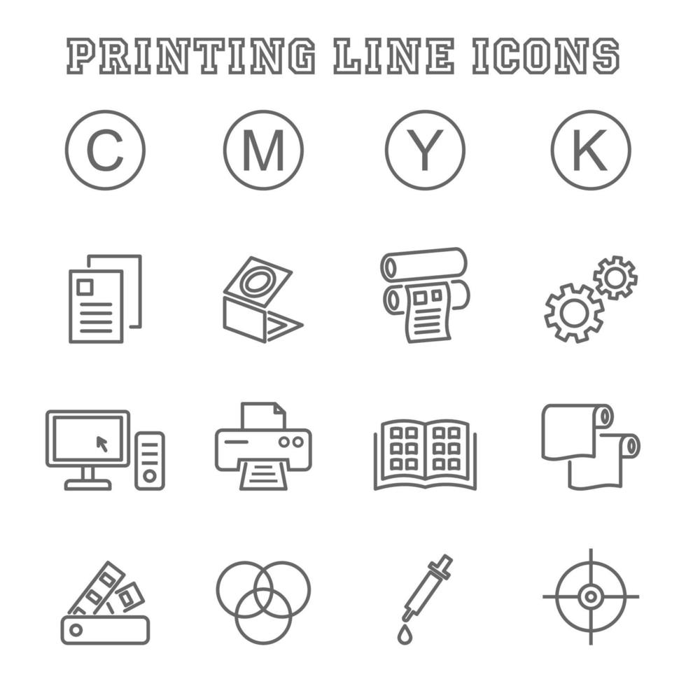 Printing line icons vector