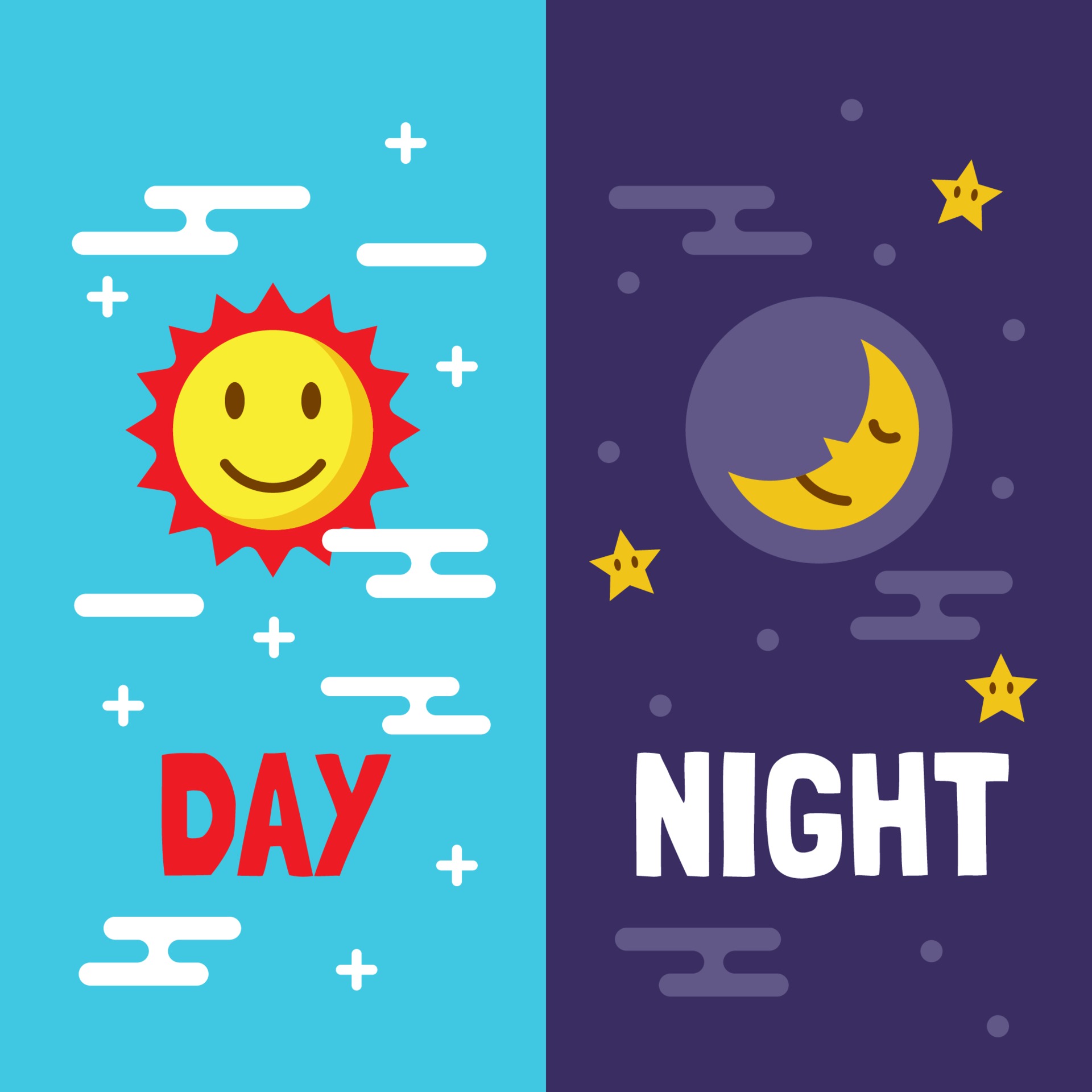 Day and night flat cartoon 2257763 Vector Art at Vecteezy