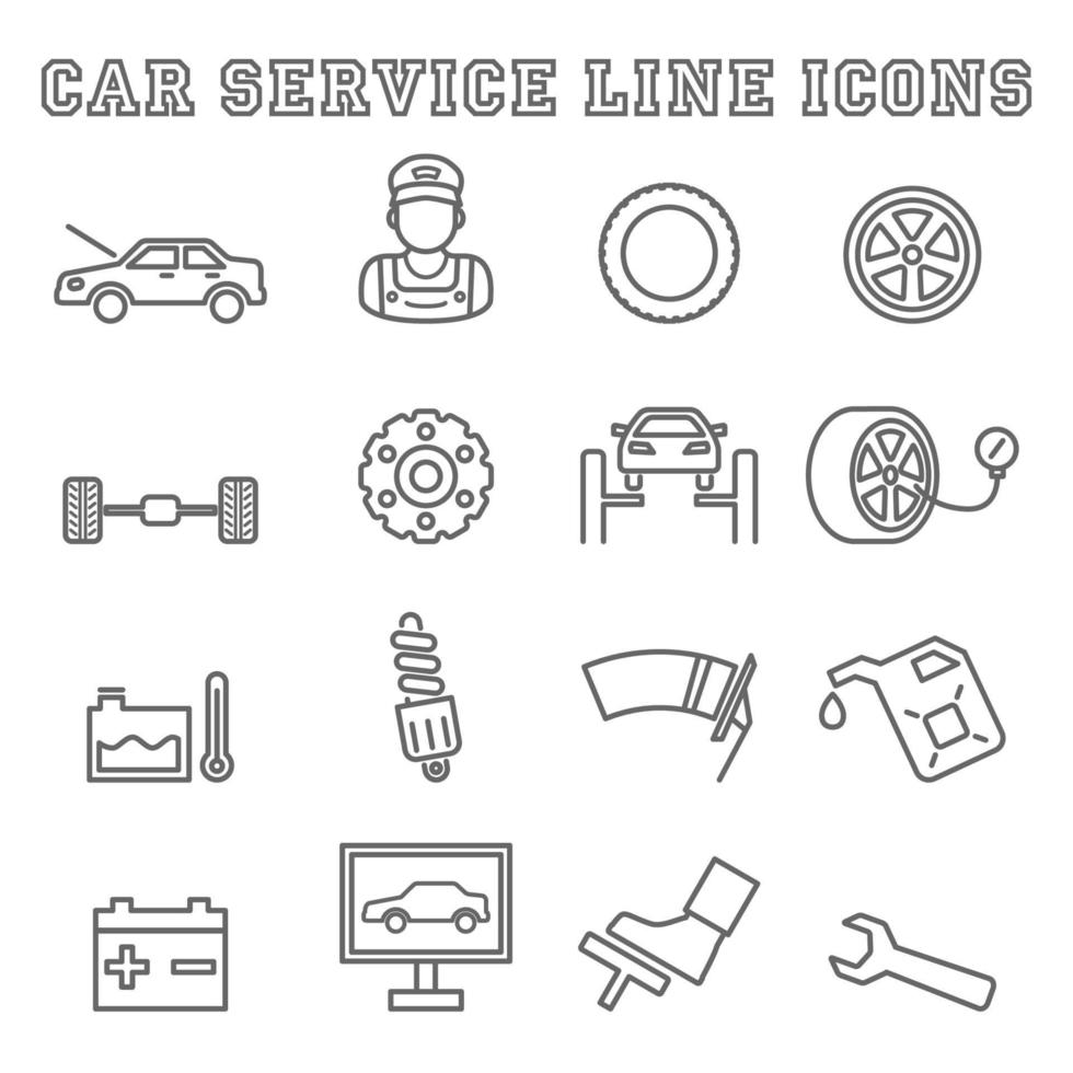 iconos de línea de servicio de coche vector