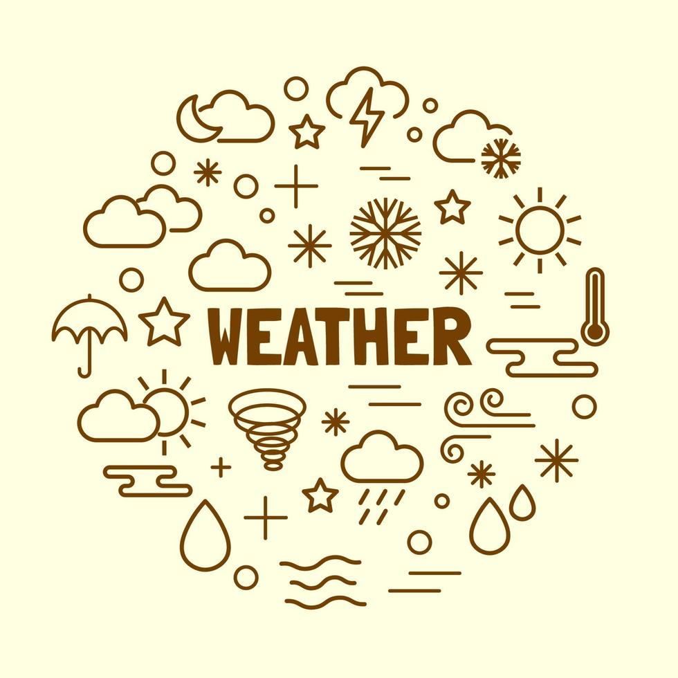 Weather minimal thin line icons set vector