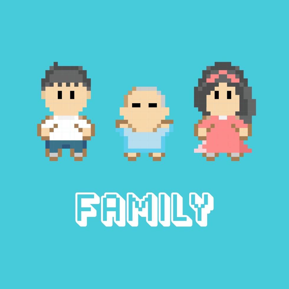 Family pixel design vector