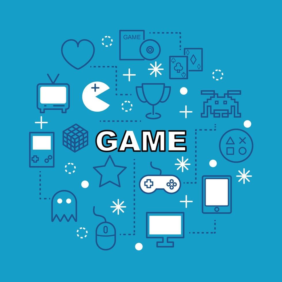 Game minimal outline icons vector