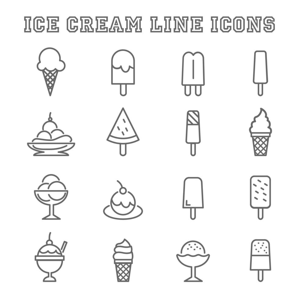 Ice cream line icons vector