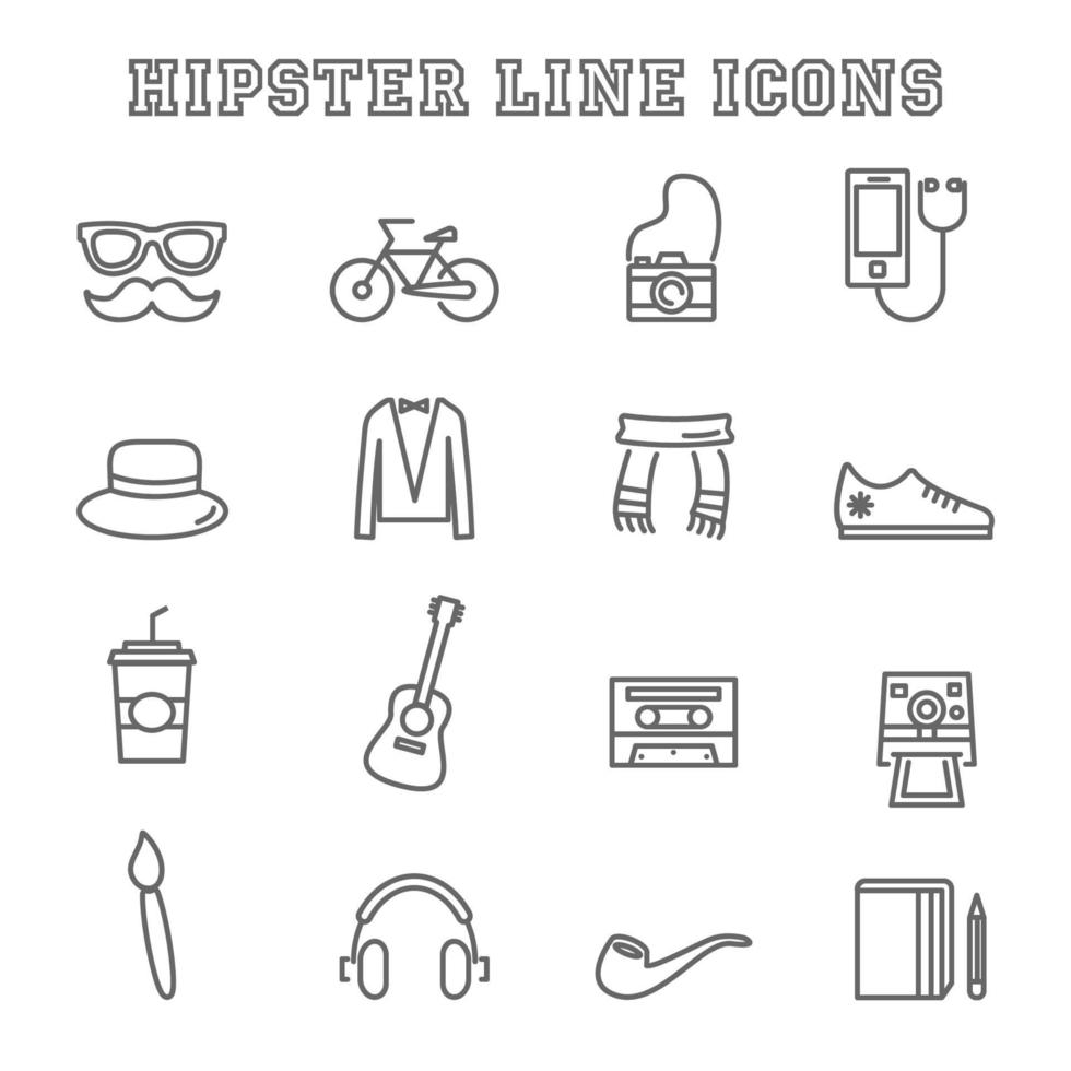 iconos de línea hipster vector