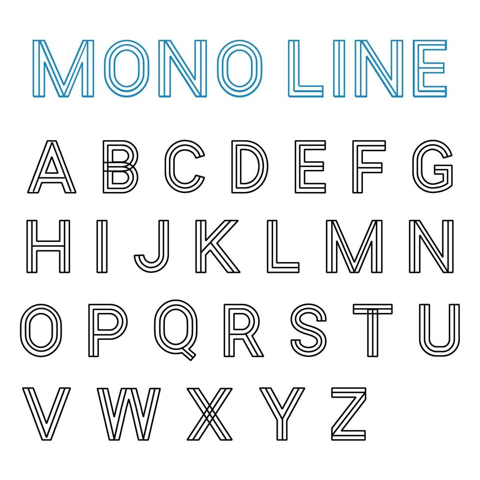Mono line font vector