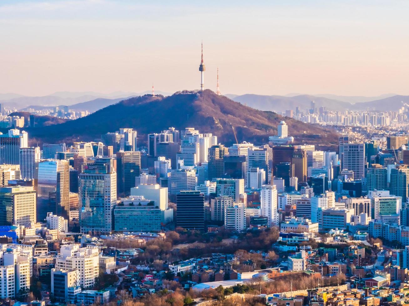 paisaje urbano en la ciudad de seúl, corea del sur foto