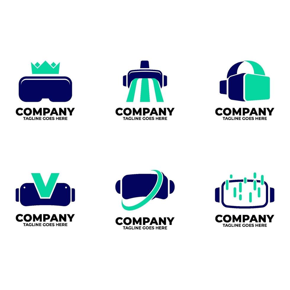 Virtual Logo Set with Blue Color vector