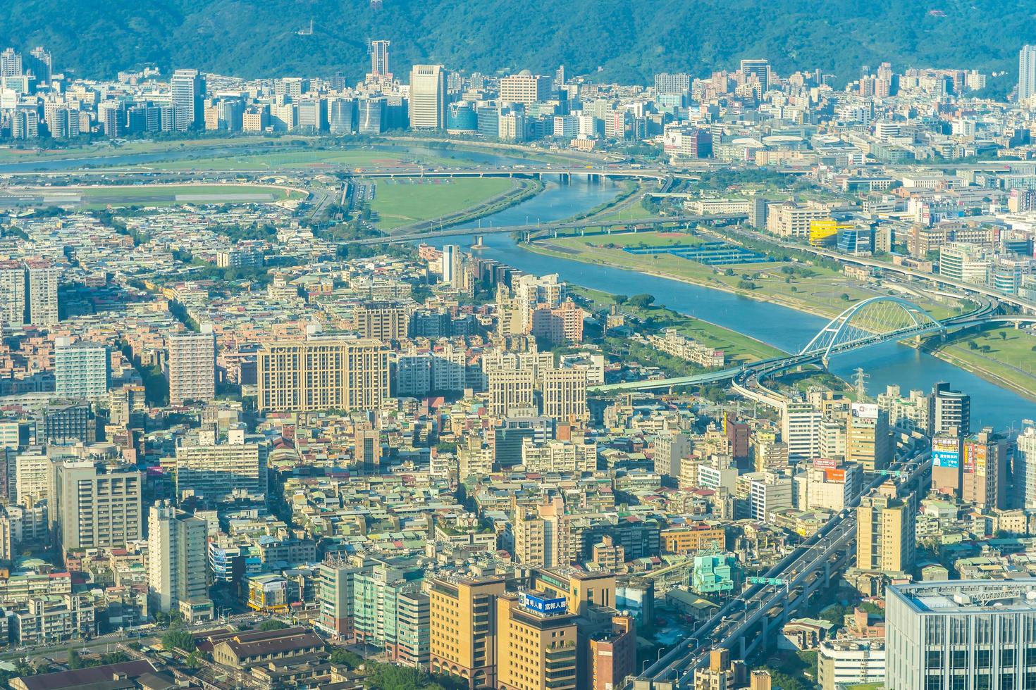 Aerial view of Taipei city, Taiwan photo