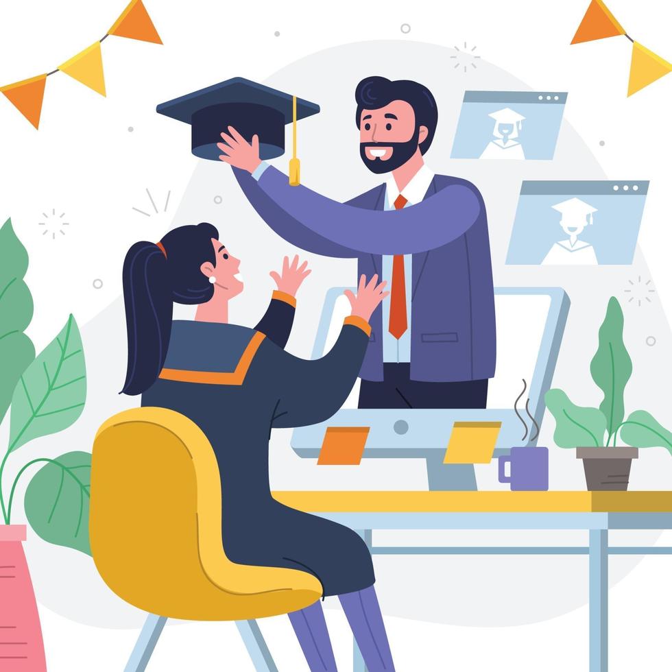 Download Celebrate Graduation Online 2258144 Vector Art At Vecteezy