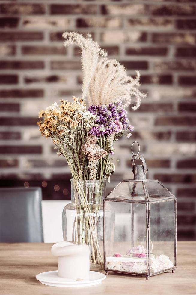 Dry flower decoration in coffee shop photo