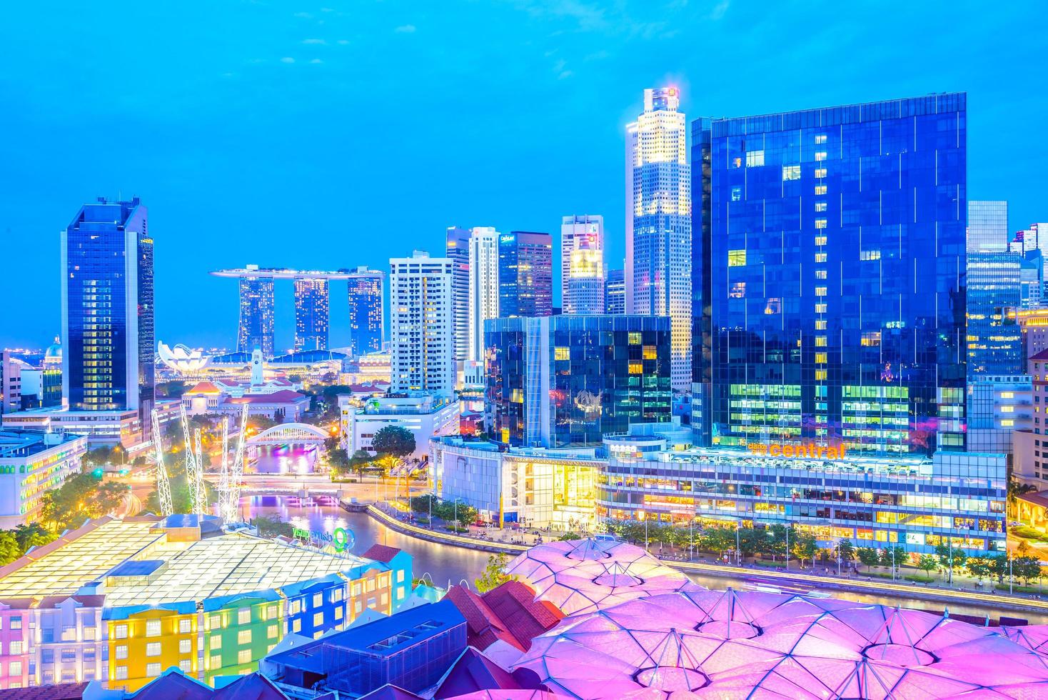 Singapore city at night photo