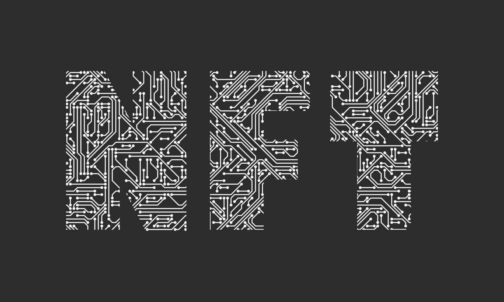 Illustration for articles about NFT - non fungible tokens - unit of data on a digital ledger called a blockchain, where each NFT can represent a unique digital item, and thus they are not interchangeable vector