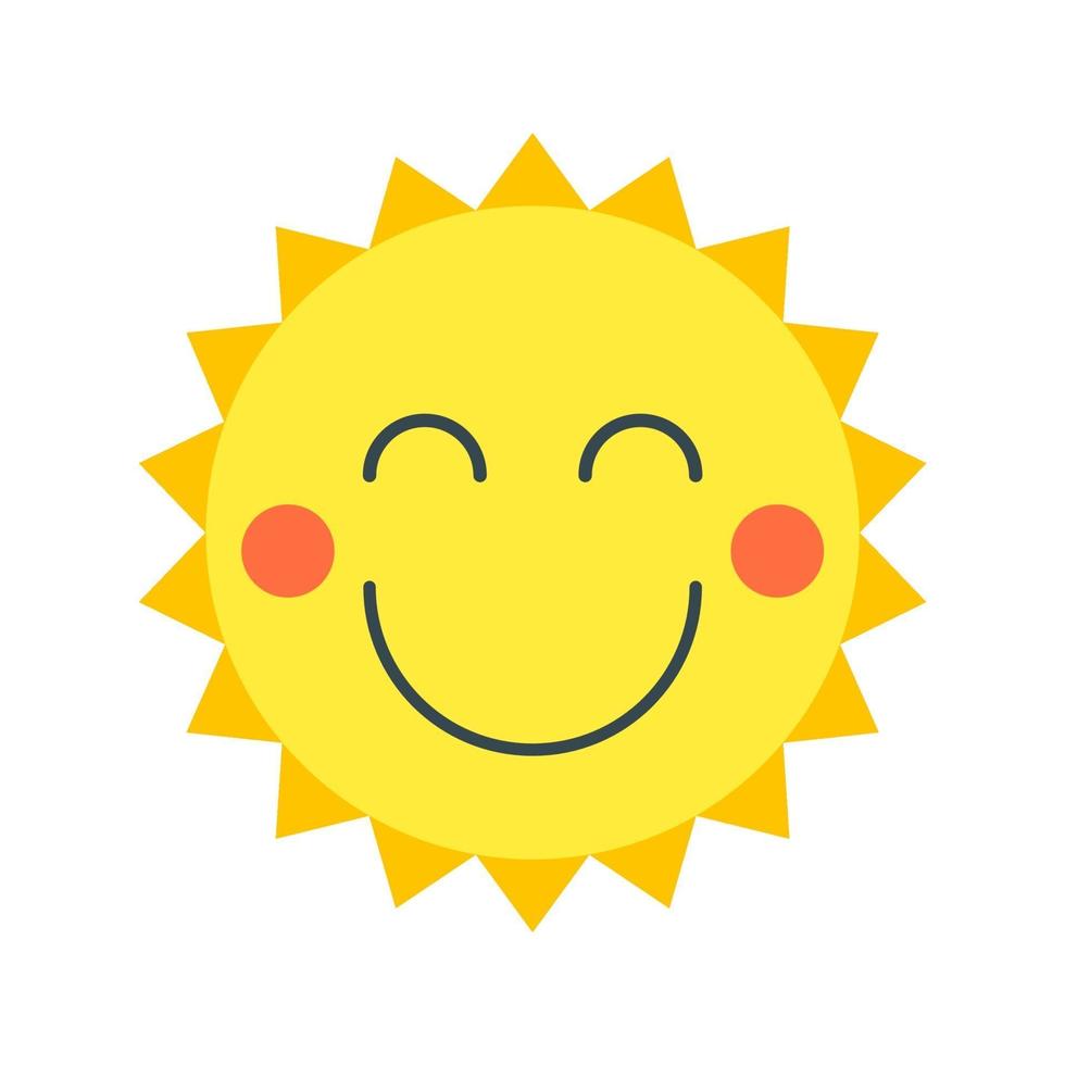 Sol Sonriente En Estilo De Dibujos Animados Vector Objeto Aislado