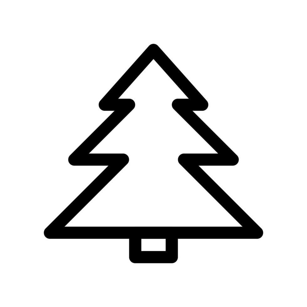 Christmas tree outline icon. Black and white vector item from set, dedicated to Christmas and New Year celebration.