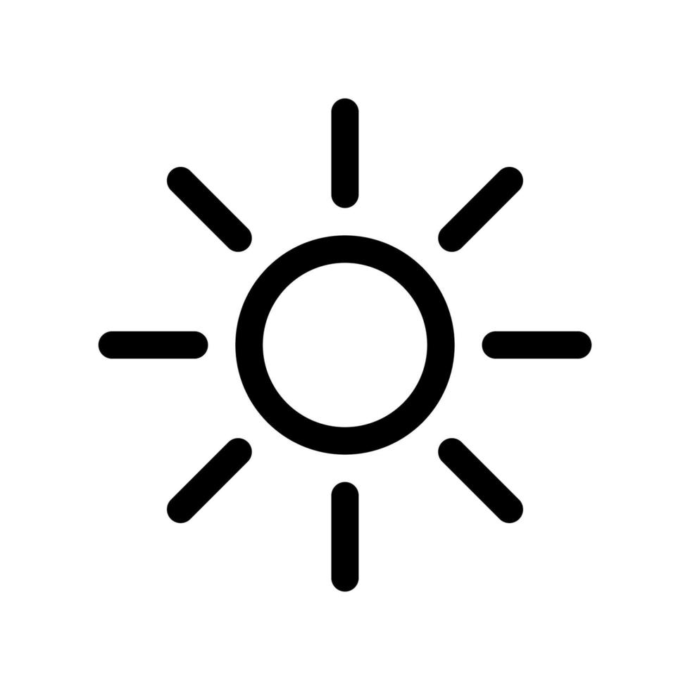 icono de contorno de sol. elemento blanco y negro del conjunto dedicado weater, vector lineal.