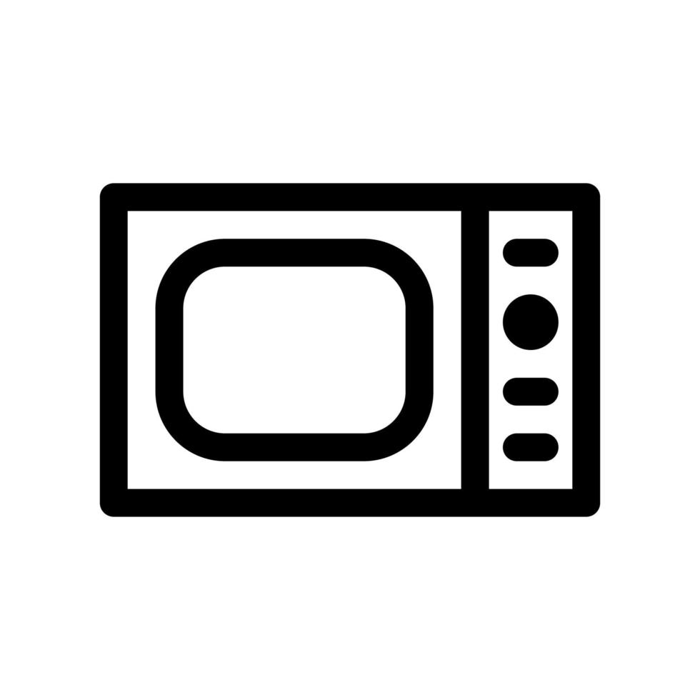 Home appliances - microwave oven outline icon. Black and white item from set, linear vector. vector