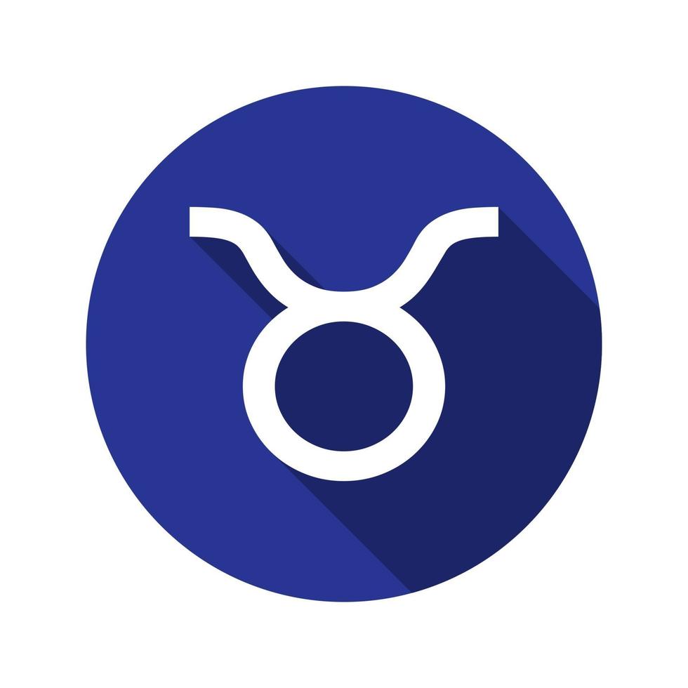 Taurus or the Bull, zodiac sign in flat design style. Round vector icon with long shadows. The perfect solution for sites with horoscopes and astrological forecasts.