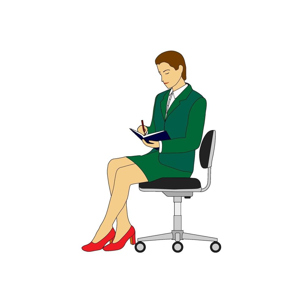 A woman in a suit sitting on an office chair vector