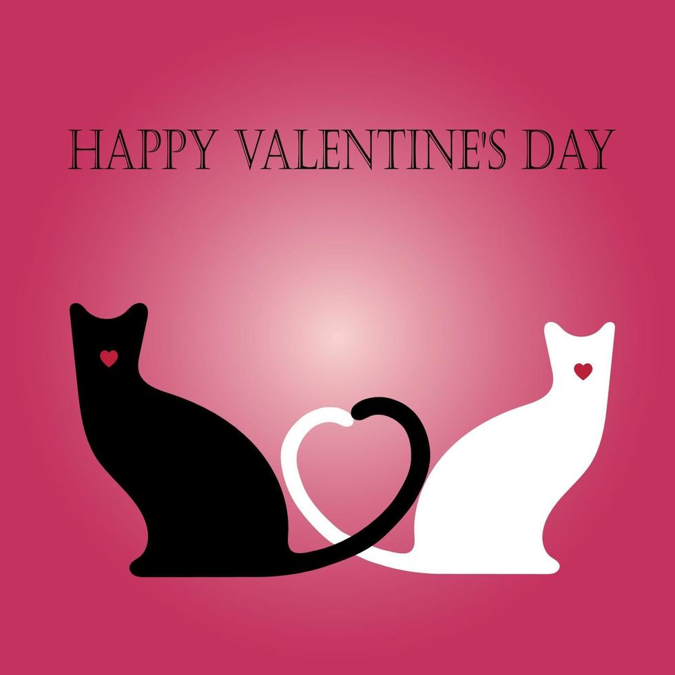 14th February - Happy Valentines Day Cats Card vector