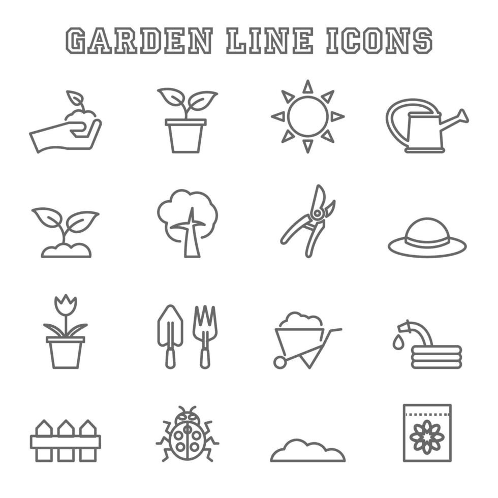 iconos de línea de jardinería vector