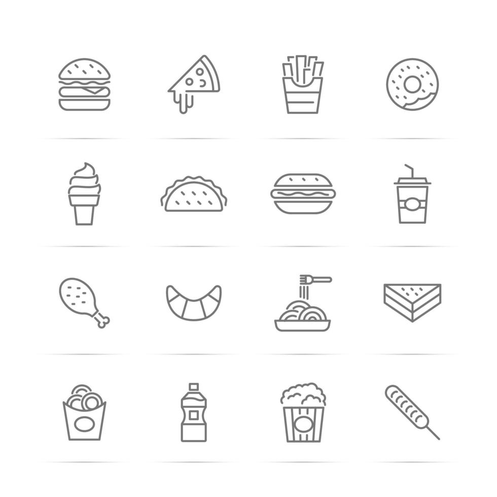 Fast food vector line icons