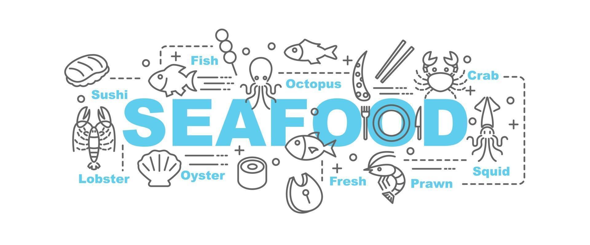 Seafood vector banner