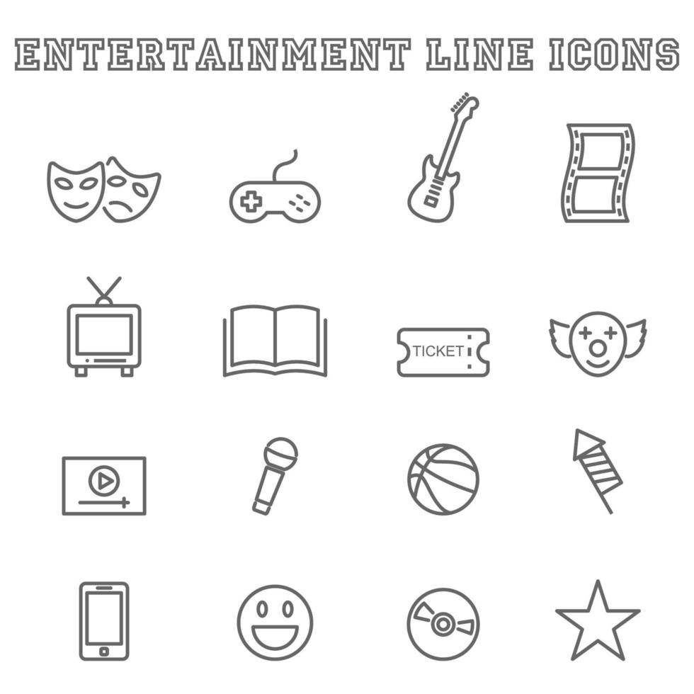 Entertainment line icons vector